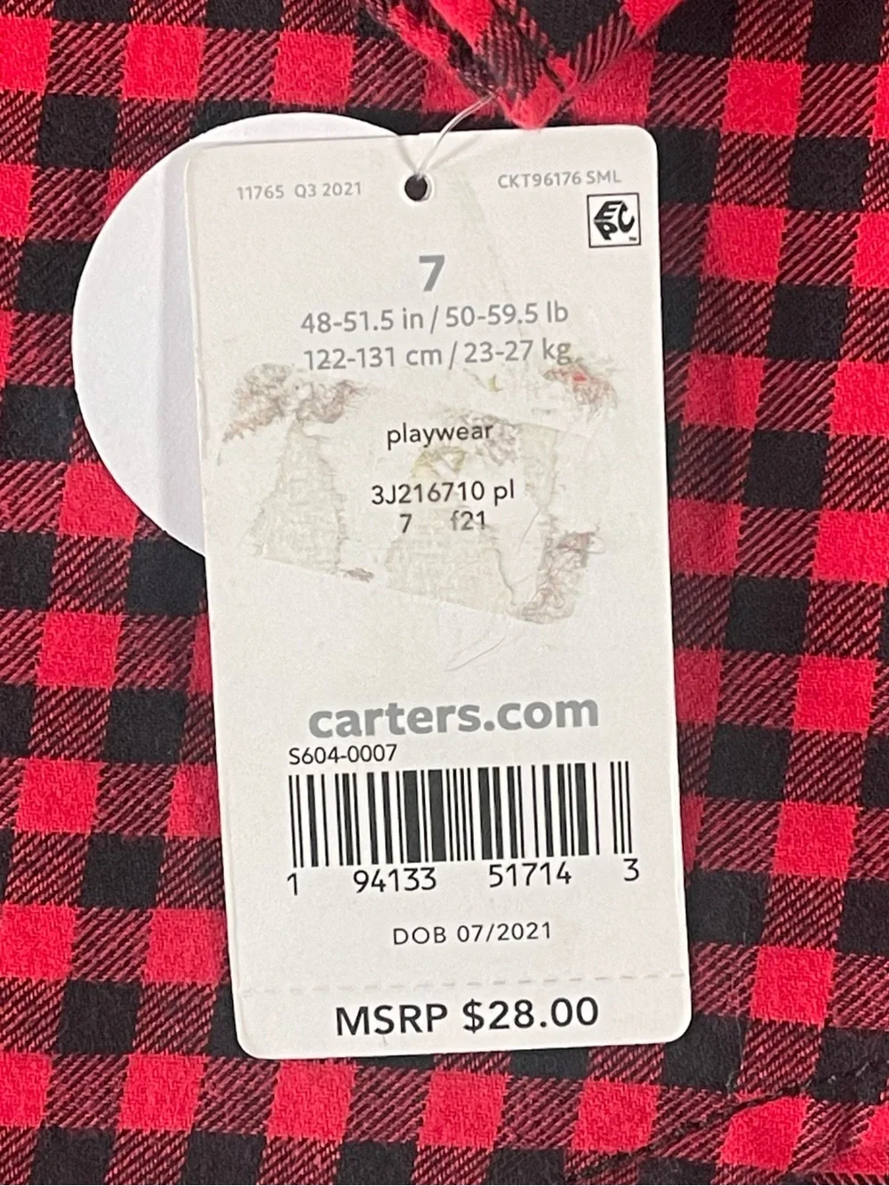 Carter's Red and Black Plaid Button-Down Shirt